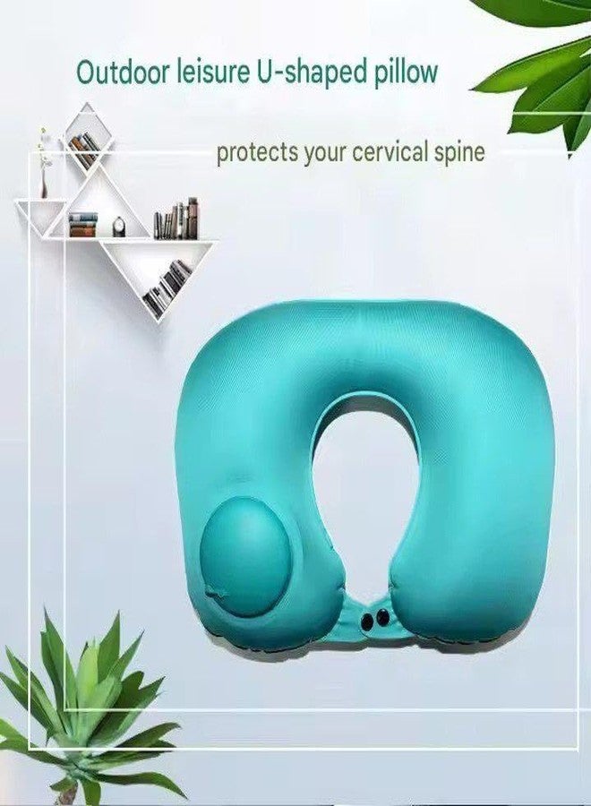 KESRINPLUS Kesrin+ Soft Inflatable Travel Pillow for Airplane - U Shaped Neck Pillow for Sleeping & Travelling, Press to Inflate, Portable Soft Fabric Travel Pillow for Flight, Car, Train, Bus & Office Nap - Image 2